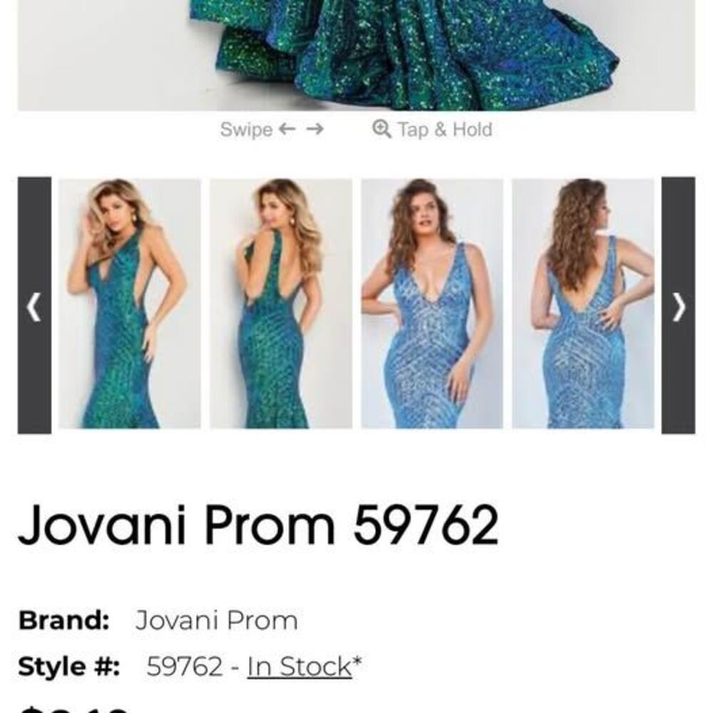 Jovani Emerald Sequin Mermaid Prom Dress Size 00 worn once - Picture 6 of 6
